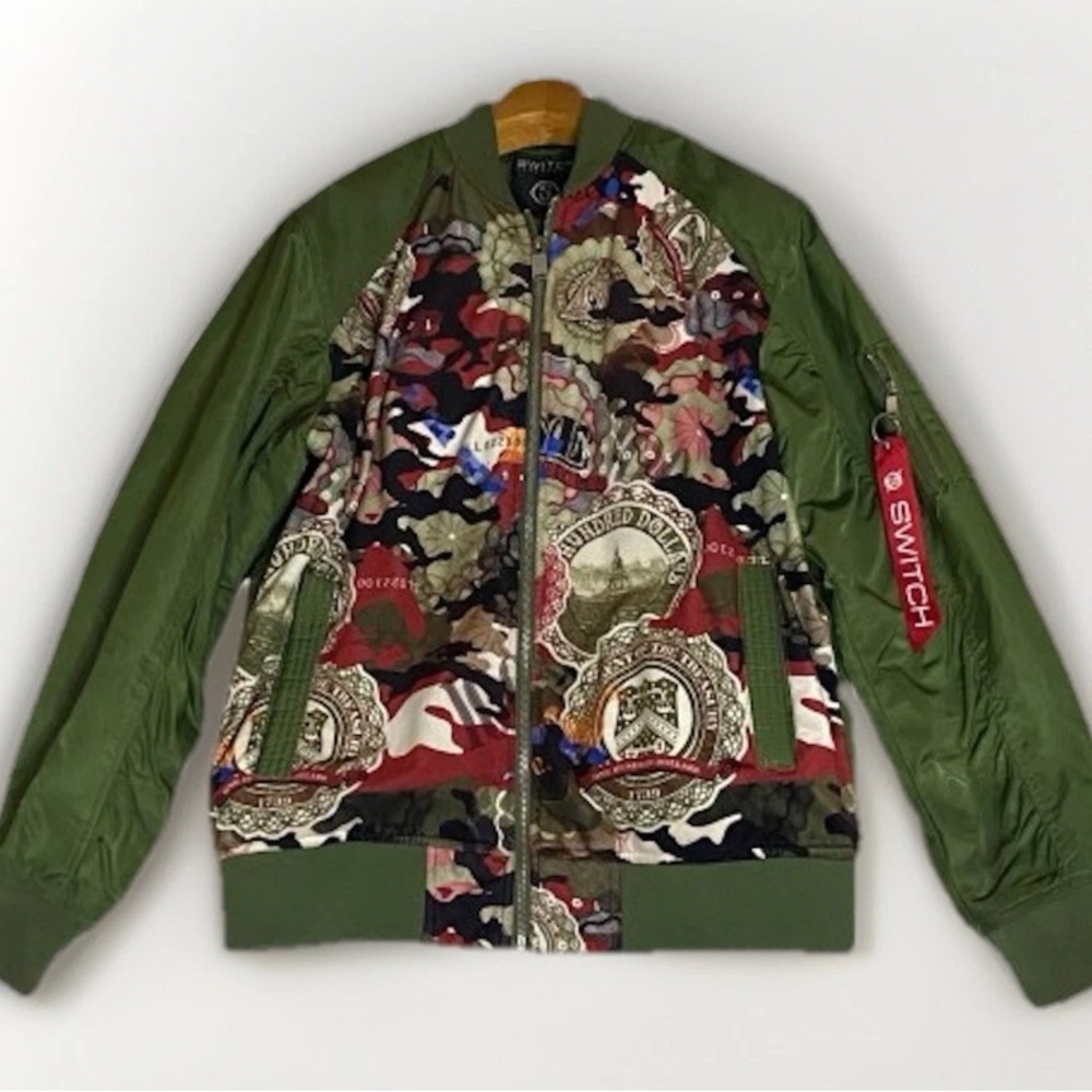Vintage SWITCH REMARKABLE ZIP‎ UP BOMBER JACKET MONEY DESIGN Unisex M